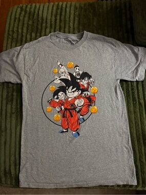 Dragonball Z Men’s Graphic Gray T-Shirt Tee Medium Goku Yamcha Toei Animation
